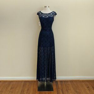 Medium DFI Any Occasion Navy Blue Lace A-line Style Dress